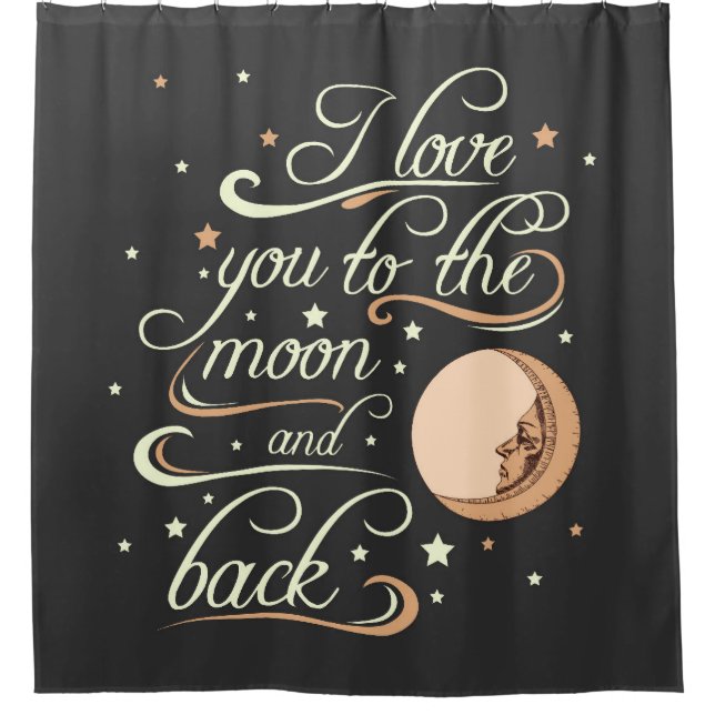 Rideaux De Douche Je t'aime au noir de lune et de dos (Devant)