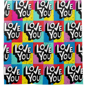 Rideaux De Douche Je t'aime. Lettres à la main motif pour Valentine'