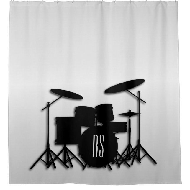 Rideaux De Douche Jeu de tambour Monogramme Argent (Devant)
