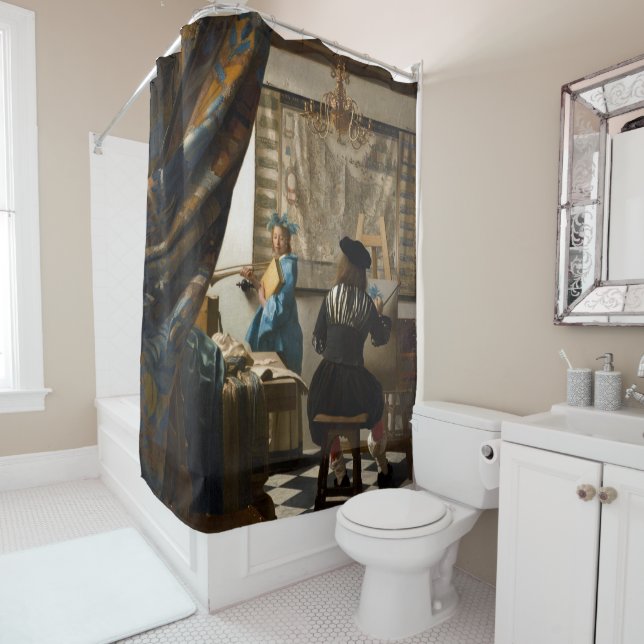 Rideaux De Douche Johannes Vermeer - L'Allégorie de la Peinture (En situation)
