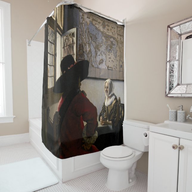 Rideaux De Douche Johannes Vermeer - Officier avec une fille qui rit (En situation)