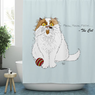 Rideaux De Douche Joli chat persan fluffy drôle miaou bleu