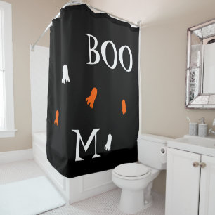 Rideaux De Douche Joli fantôme d'Halloween orange noir personnalisé