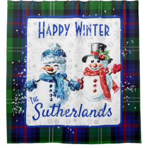 Rideaux De Douche Joli hiver des neigeurs de Sutherland Clan Tartan