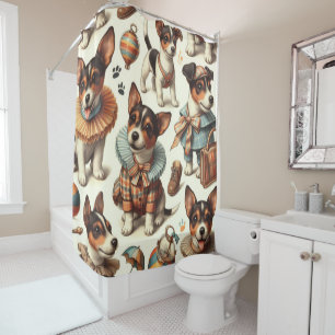 Rideaux De Douche Joli Jouet Vintage Fox Terrier sans couture