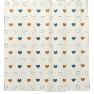 Rideaux De Douche Joli motif de cœur simple Orange Crème Vert