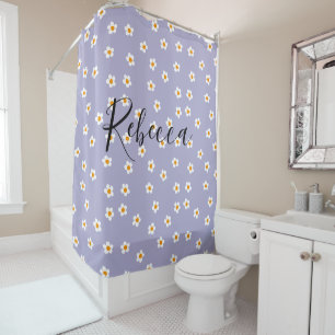 Rideaux De Douche Joli motif de marguerite violette avec nom personn