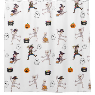 Rideaux De Douche Joli motif effrayant d'Halloween en spectacle