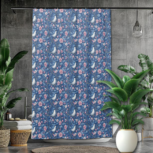 Rideaux De Douche Joli Oiseaux Bleus Roses Rose Élégant