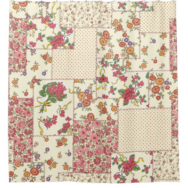 Rideaux De Douche Joli Patchwork Floral Conception transparente (Devant)