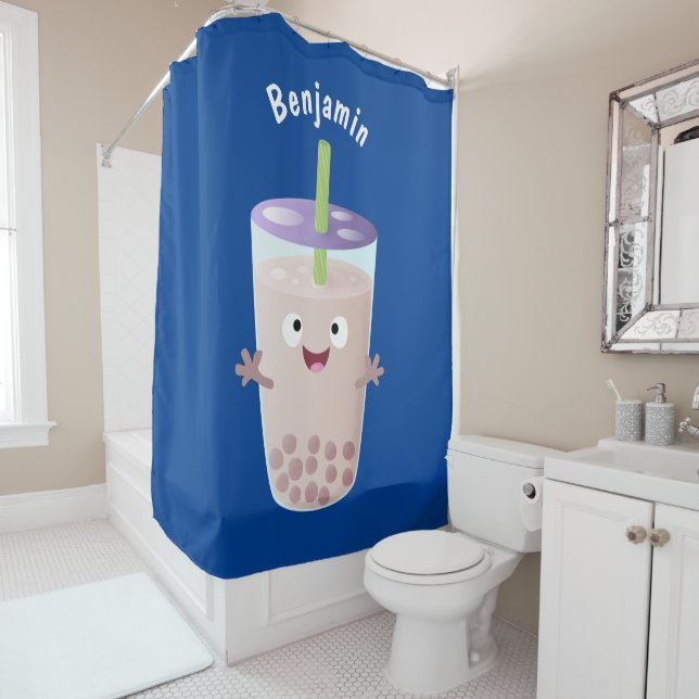 Rideaux De Douche Joli personnage de dessin animé boba thé bulle (En situation)