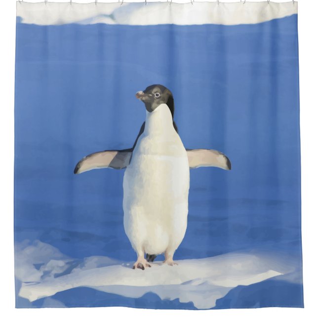 Rideaux De Douche Joli Petit Penguin Oiseau Bleu Ice (Devant)