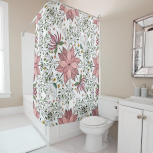 Rideaux De Douche Joli Pink Floral Dooda Vintage Carrelage Art