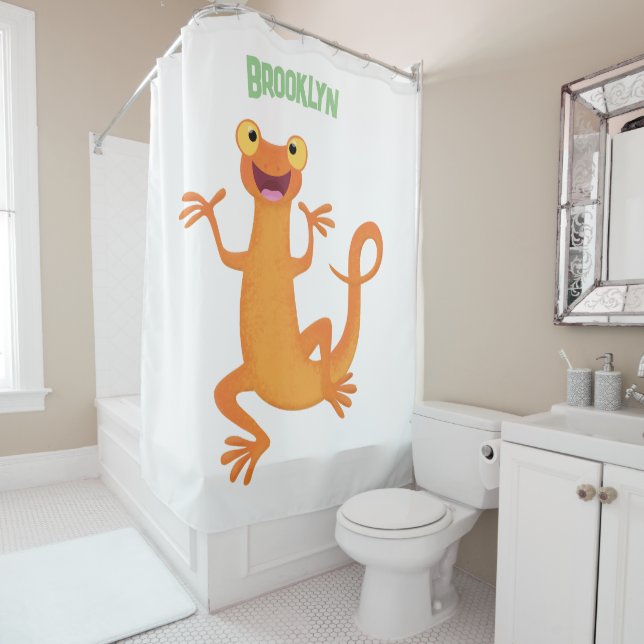 Rideaux De Douche Joli triton orangé joyeux (En situation)