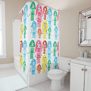 Rideaux De Douche Jolie aquarelle filles art moderne funky