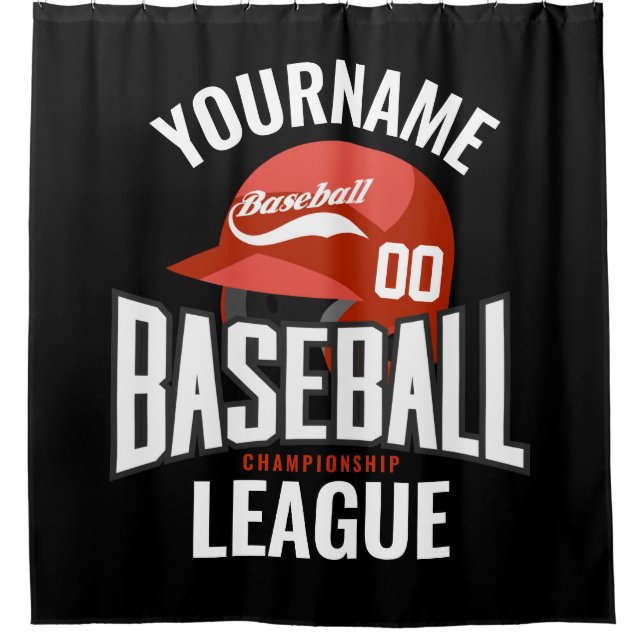 Rideaux De Douche Joueur de baseball personnalisé NOM Équipe Champ C (Devant)