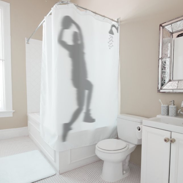 Rideaux De Douche Joueur de basket Silhouette Ombre Derrière (En situation)