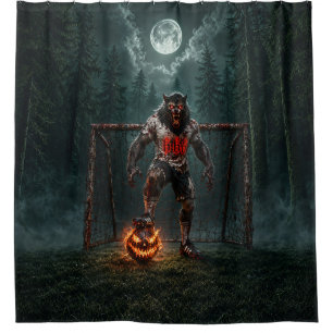 Rideaux De Douche Joueur de football loup-garou Halloween Horreur Ar