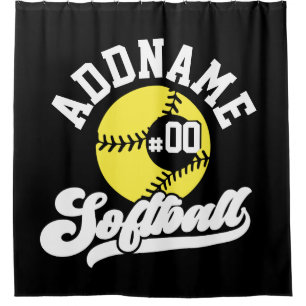 Rideaux De Douche Joueur de softball personnalisé AJOUTER LE NOM Équ