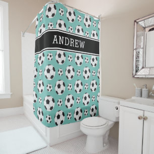 Rideaux De Douche Joueuse de soccer turquoise boules Motif enfant ga