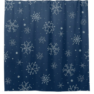 Rideaux De Douche Jour férié de Noël bleu flocon de neige hiver Noël