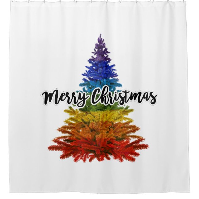Rideaux De Douche joyeux arc-en-ciel arbre de noël (Devant)