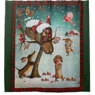 Rideaux De Douche Joyeux cadeau de Noël Amoureux de les chiens