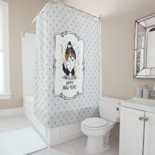 Rideaux De Douche Joyeux Chien de Fosse du Nouvel An (tricolore) mig