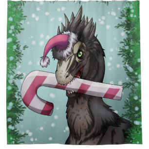 Rideaux De Douche Joyeux dinosaure de Noël