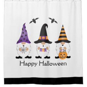 Rideaux De Douche Joyeux Gnomes d'Halloween violet orange