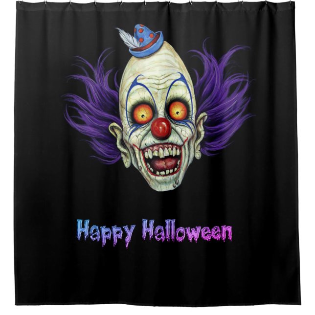 Rideaux De Douche Joyeux Halloween Bimbe Le Clown effrayant (Devant)