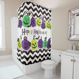 Rideaux De Douche Joyeux Halloween Citrouilles effrayantes