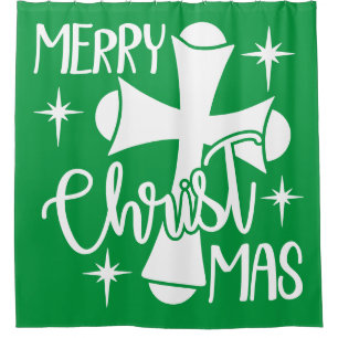 Rideaux De Douche Joyeux Noël avec Croix