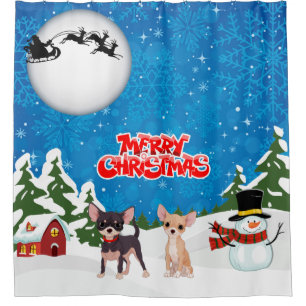 Rideaux De Douche Joyeux Noël Chihuahuas