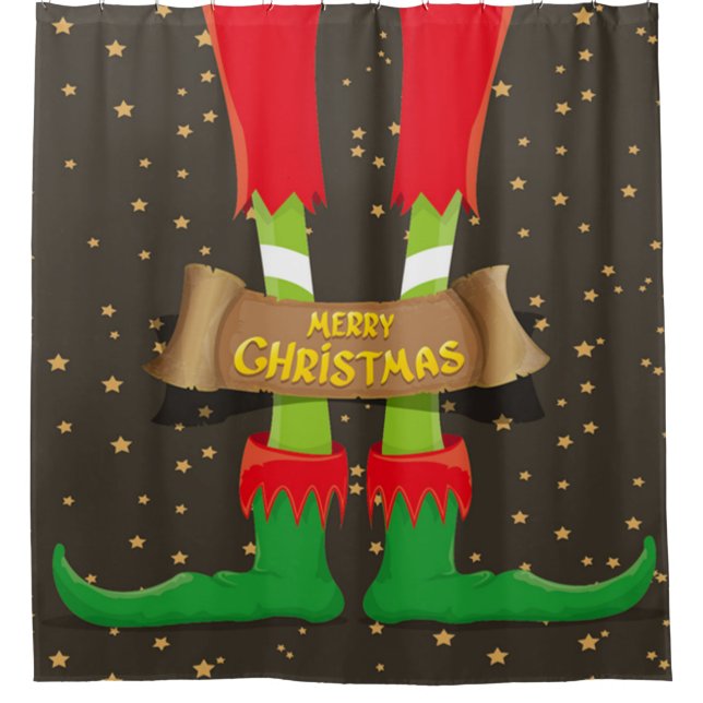 Rideaux De Douche Joyeux pattes d'elfes de Noël (Devant)