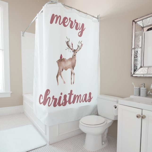 Rideaux De Douche Joyeux rennes de Noël (En situation)