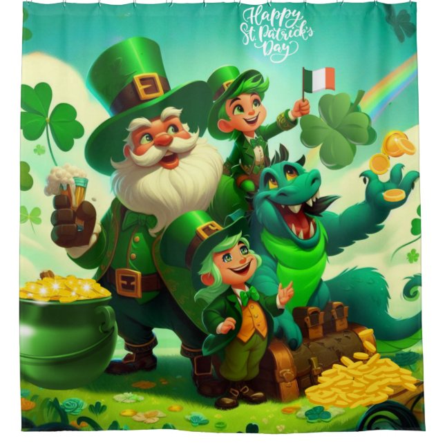 Rideaux De Douche Joyeux Saint Patrick's Day coloré (Devant)