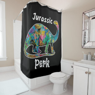Rideaux De Douche Jurassic Perk Dinosaure Coloré Noir