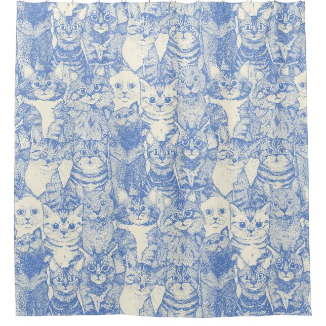 Rideaux De Douche juste chatons bleu (Devant)