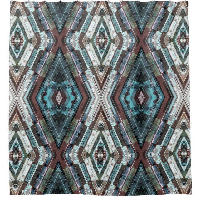 Rideaux De Douche Kaleidoscope Brown Et Bleu (Devant)