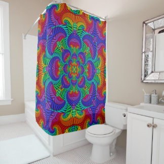 Rideaux De Douche Kaleidoscope Vintage et fractal arc-en-ciel
