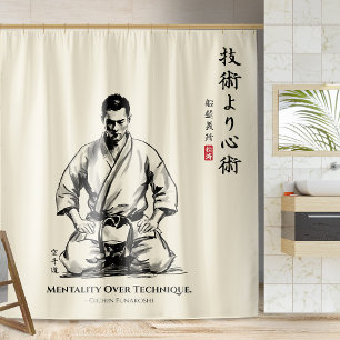 Rideaux De Douche Karate 5e Précepte - Mentalité avant la Technique