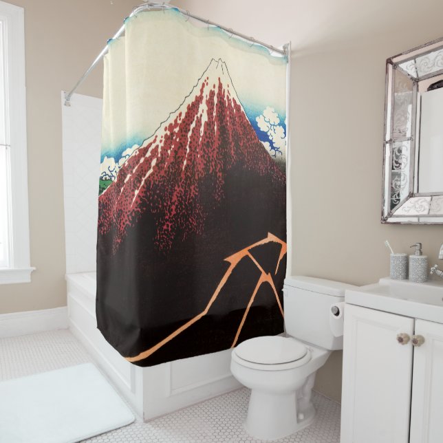 Rideaux De Douche Katsushika Hokusai - Éclairages sous le sommet (En situation)