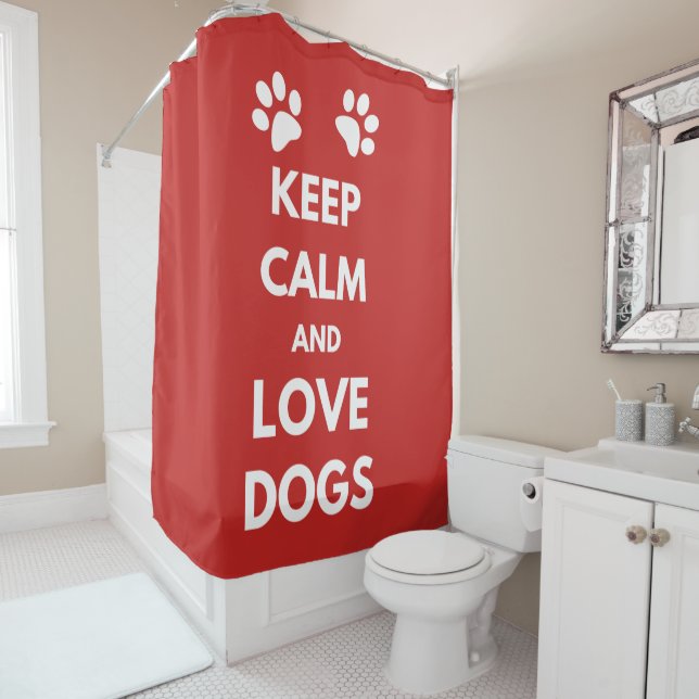 Rideaux De Douche Keep calm and love dogs (En situation)