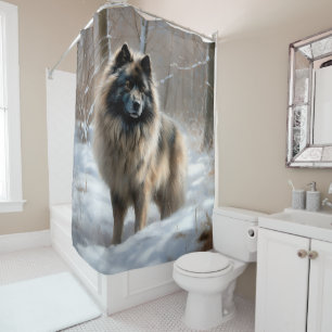 Rideaux De Douche Keeshond Qu'Il Neige Noël