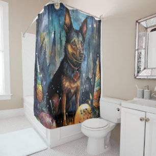 Rideaux De Douche Kelpie australienne d'Halloween avec la peur Citro
