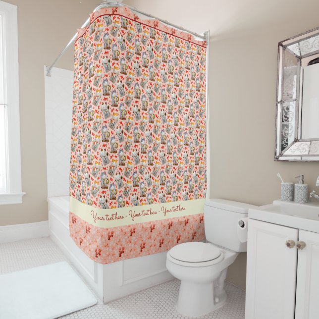 Rideaux De Douche Kimono Chat Lucky Japonais Inspiré Peach Koi Carp (En situation)