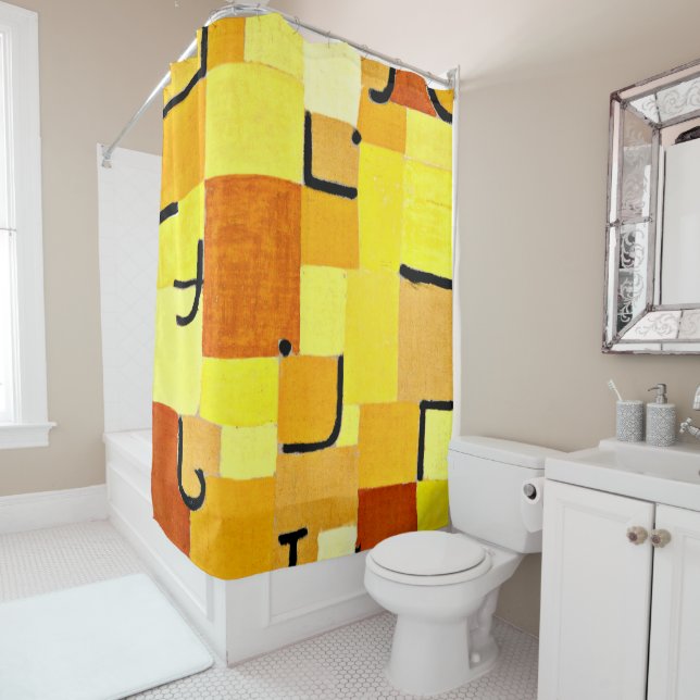 Rideaux De Douche Klee - Caractères en Jaune (En situation)