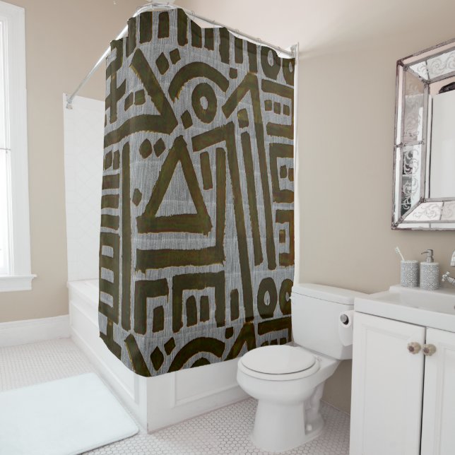 Rideaux De Douche Kuba Cloth Motif, (En situation)