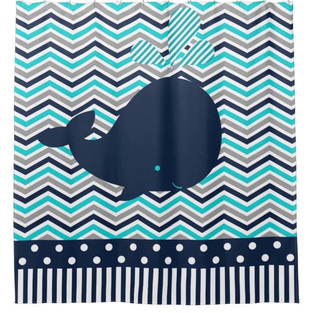 Rideaux De Douche La baleine aquatique Chevron d'océan barre la (Devant)